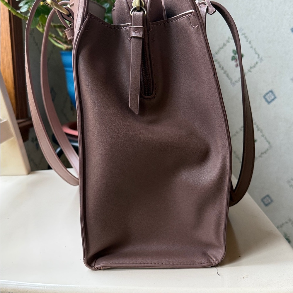 ECOSUSI Elegant Pink Beige Women's Tote Bag Vegan Leather - Picture 9 of 12